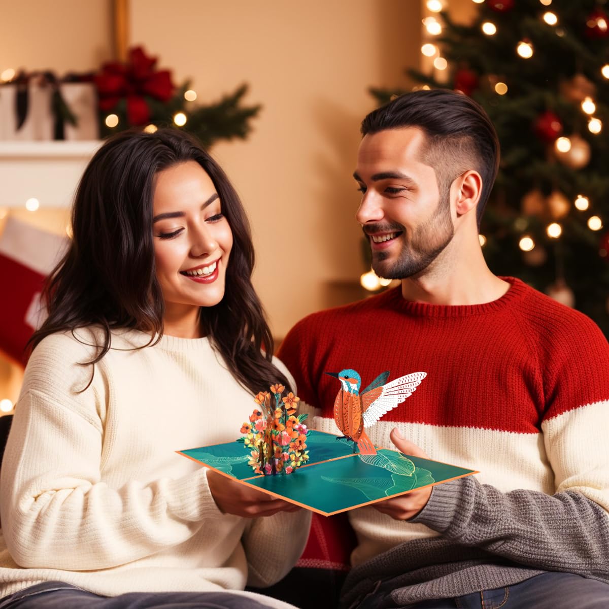 ETA VHA06 VHA06 Carte Pop-up 3D Colorée En Forme De Cage De Papillons Et De Colibri Pour Anniversaire, Remerciement, Toutes Les Occasions