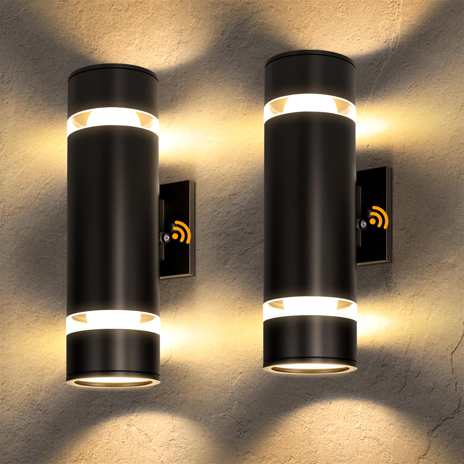Modern Outdoor Wall Light, Dusk to Dawn, Up &amp; Down Exterior Sconce