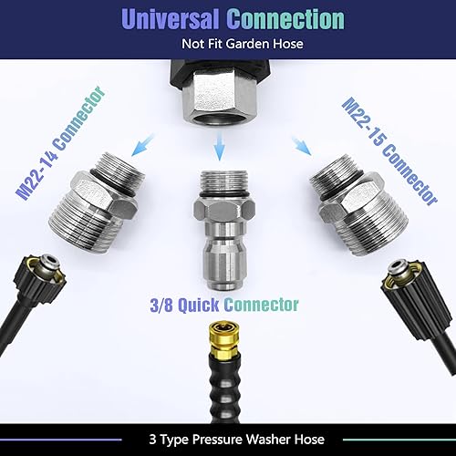 Miniatura 5 de YeewayVeh Pistola de lavado a presión con conexión rápida giratoria de 38 pulgadas y ajuste M22 de 0.551 in0.591 in, varitas de lavado a presión con