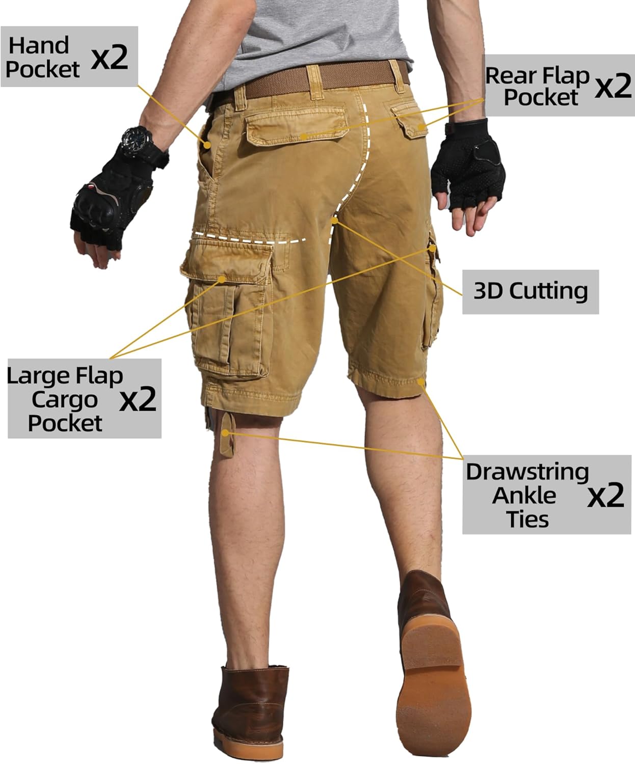 Camo Cargo Shorts for Men Cotton Casual Wild Outdoor Work Relaxed Fit Shorts with Multi-Pockets - Image 4