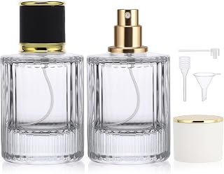 Segbeauty Atomizador y Frasco de Perfume Recargable, 2 Piezas Bote Colonia Recargable 50ml, Vidrio, Porta Perfume para Viajes o Bolso de Mano