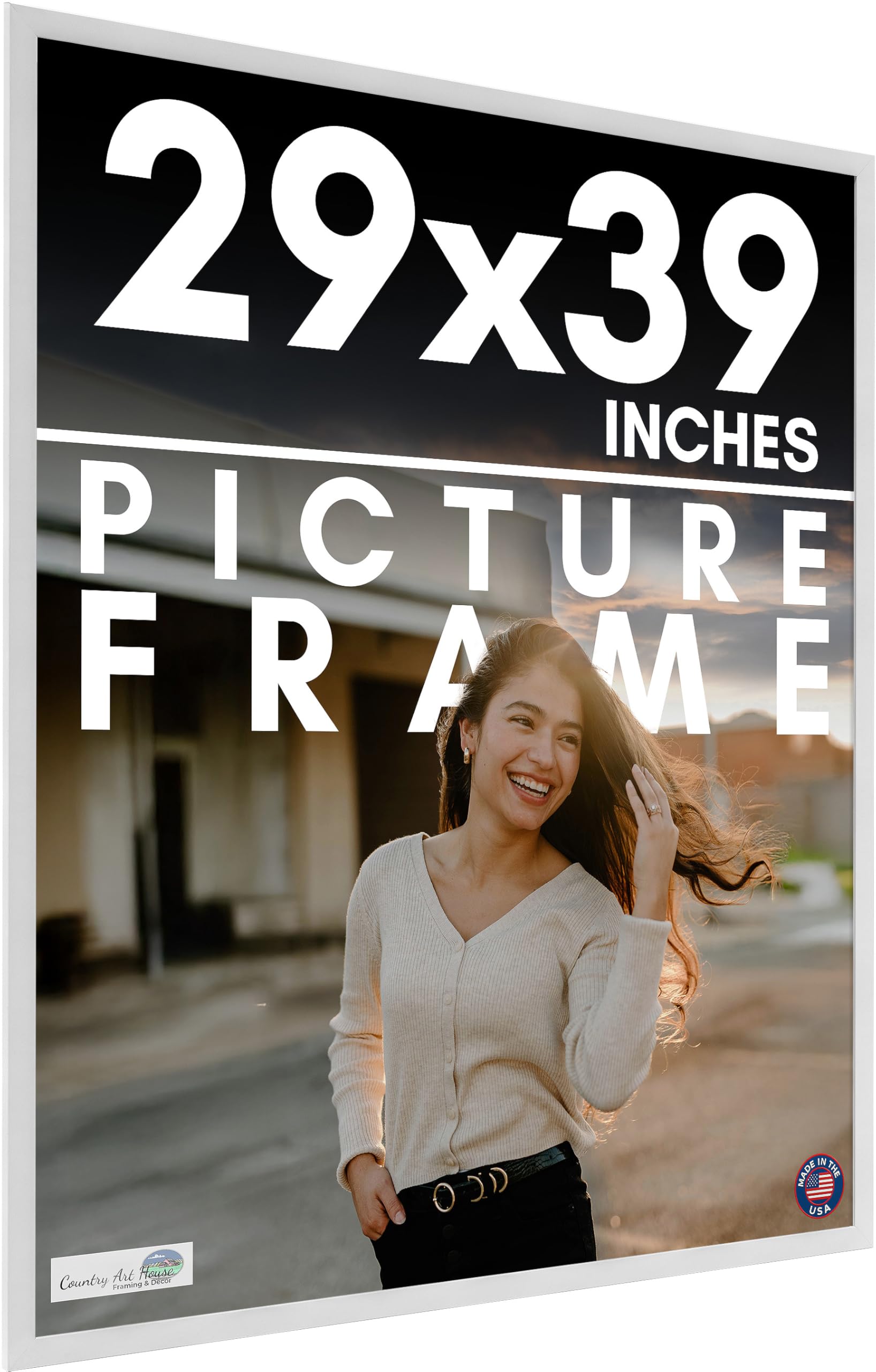 Amazon.com - 29x39 Frame White Solid Wood Picture Frame Includes