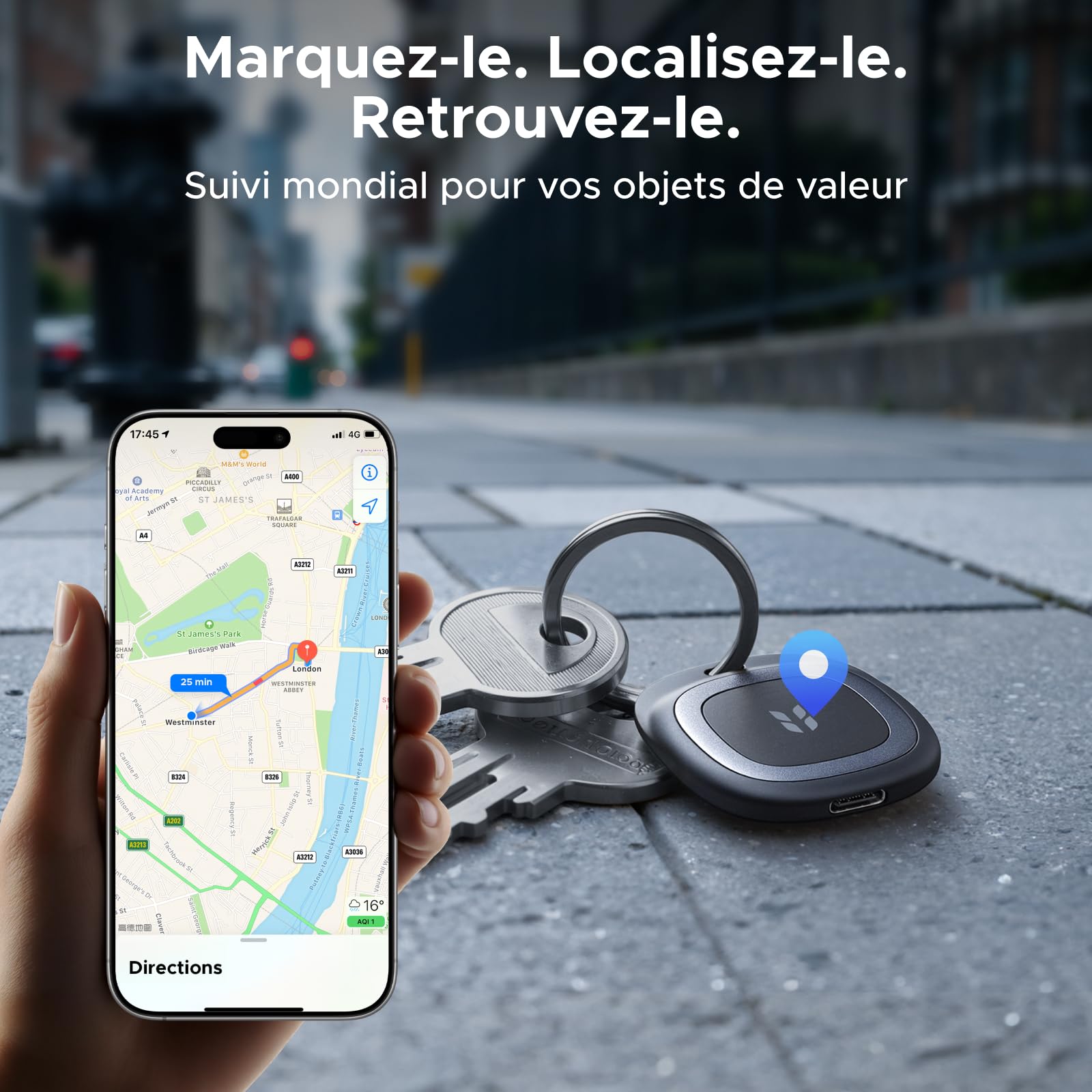 UGREEN FineTrack Duo 2 Tracker iOS et Android Recharge USB C Lot de 4