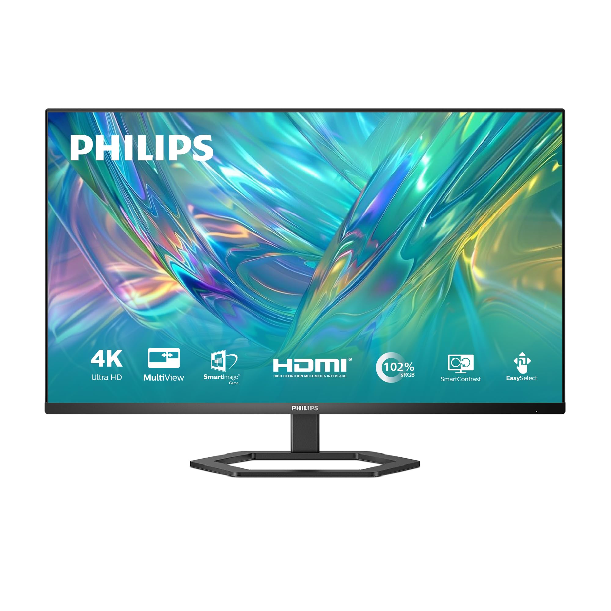 80 سم 4 كيه الترا اتش دي (3840 × 2160)، شاشة في ايه، HDR10، عرض متعدد، 2 × HDMI 2.0 + منفذ عرض 1.4، حامل قابل لتعديل الارتفاع، مكبر صوت مدمج 5 واط × 2، فيليبس 32E1N5800LA