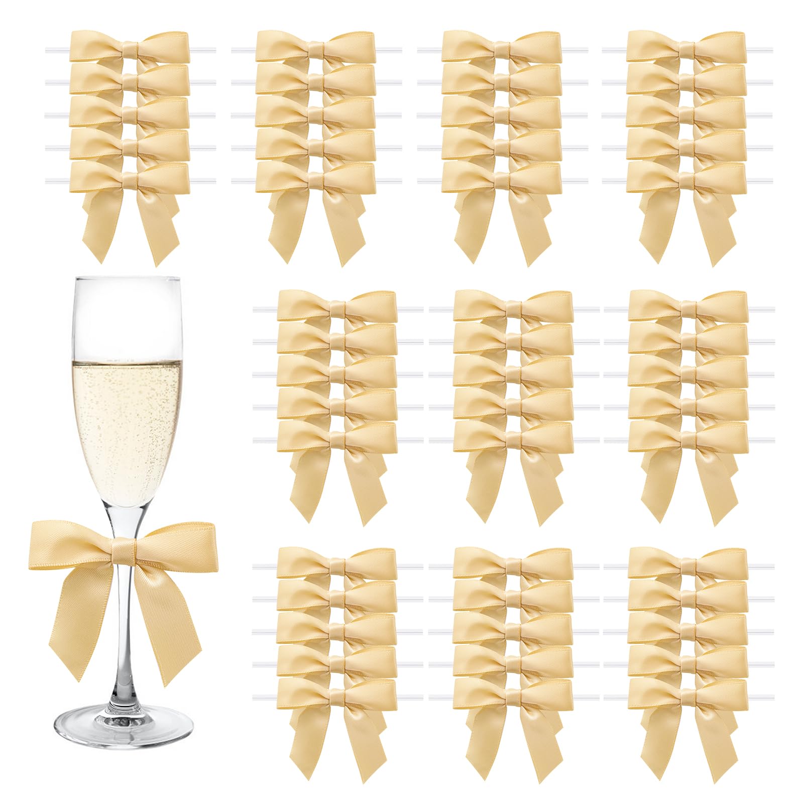 MORSUNBELA Schleifen Deko Kleine Geschenkschleifen Mini Geschenk Schleife für Gastgeschenke Hochzeit Geburtstag Kommunion,50 Stück,Kamel