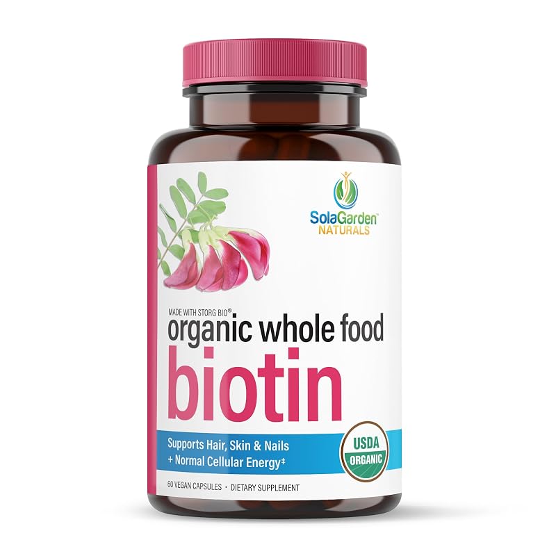 LifeGarden Naturals Suplemento de Vitamina B7 (Biotina) orgânica de origem vegetal 5000 mcg por porção, 60 cápsulas