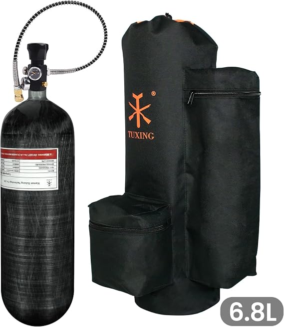 TUXING 4500Psi Pcp Air Compressor,Built-in Water&Fan Cooling System Diving Compressor to Filling 3L/6.8L Carbon Fiber Tank with Regulator Valve for Scuba Diving (TXEDT032-6.8L)