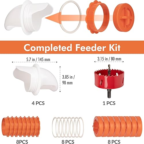 Miniatura 7 de Twinkle Star Puertos de alimentación de pollo DIY, alimentador automático de pollo con tapón, a prueba de lluvia, comederos de pollo sin residuos,