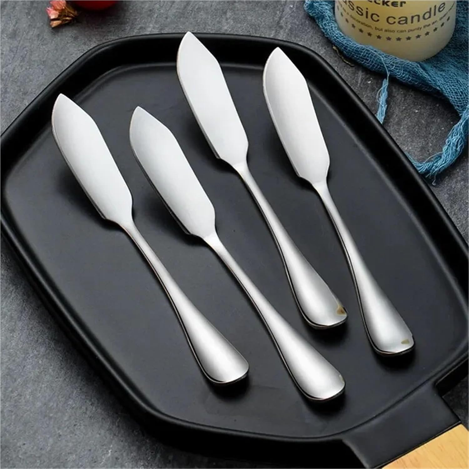 Forks 24pcs Stainless Steel Butter Knife Cheese Dessert Jam Knifes Cream Bread Cutter Kitchen Tools Knives Butter Spread for Home, Kitchen Or Restaurant