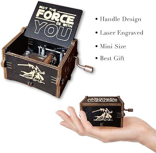 Miniatura 4 de Caja de música de Star Wars, caja de música de manivela de madera (canción temática de Star Wars)