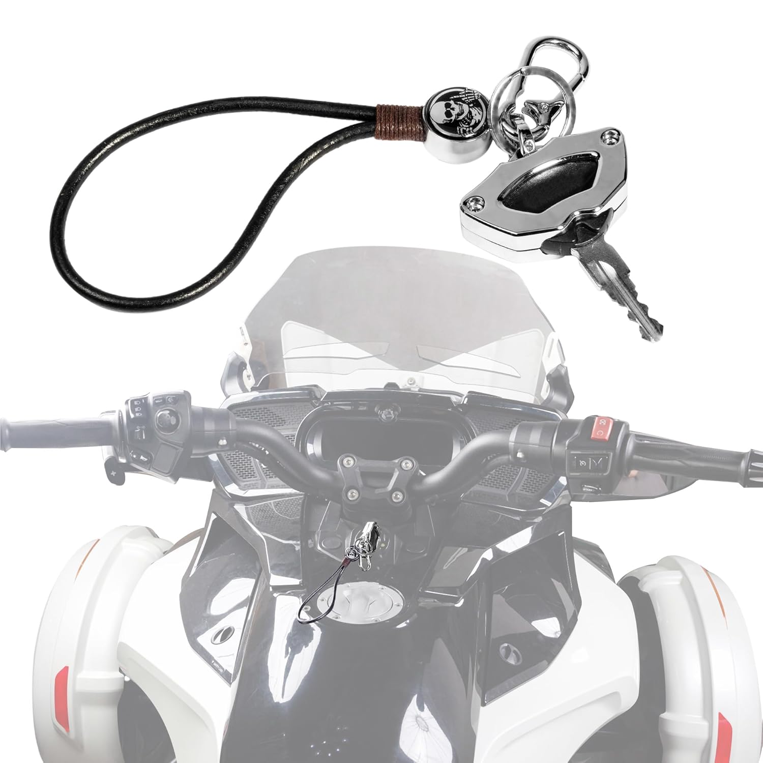 Aluminum Ignition Lock Cylinder Ring Trim Cover for Spyder, Key Holder Keychain Case for Can-Am Spyder 2008-2024