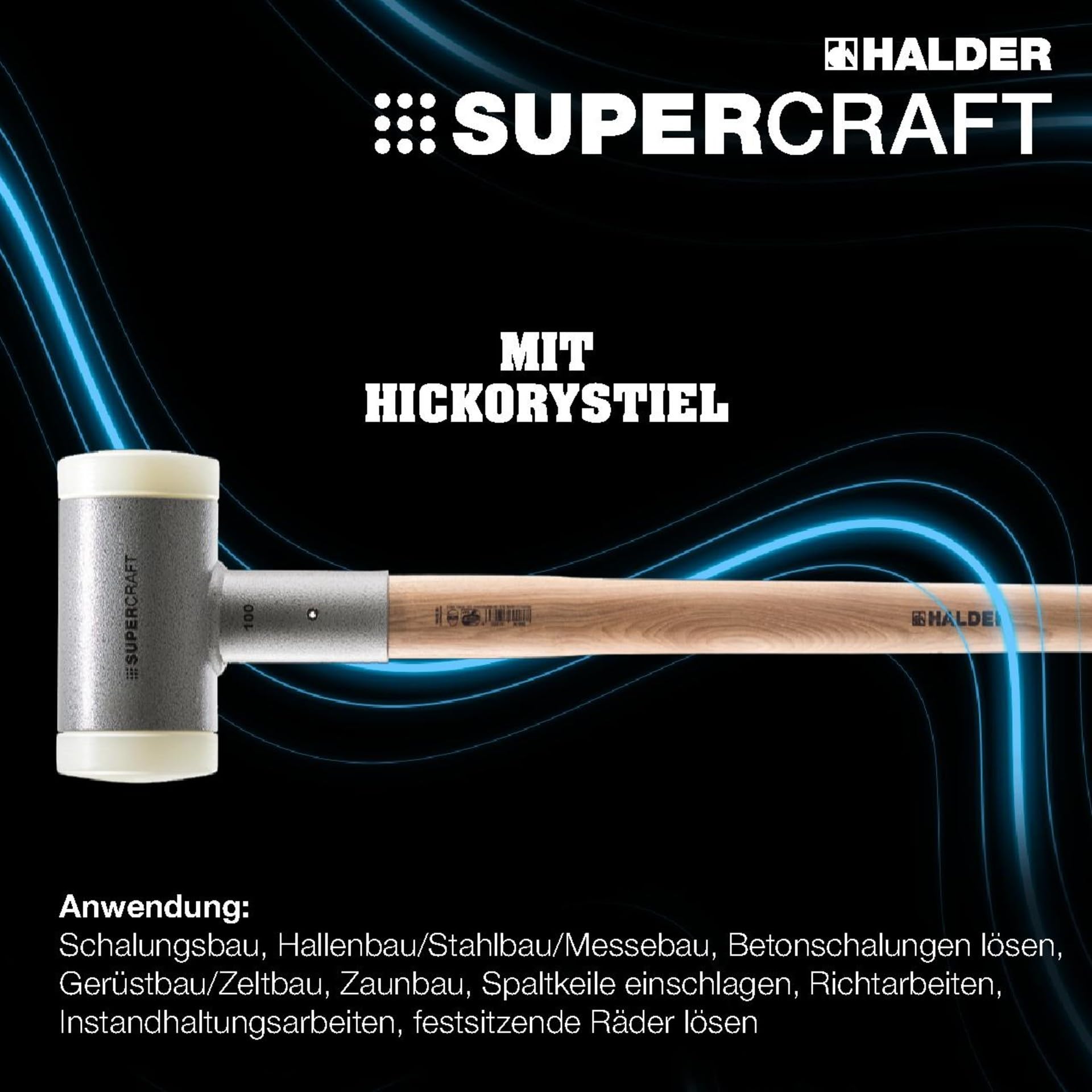 HALDER - mit schwingungsdämpfendem, ergonomisch geformtem und lackiertem Hickorystiel | Ø=100 mm | 3366.107