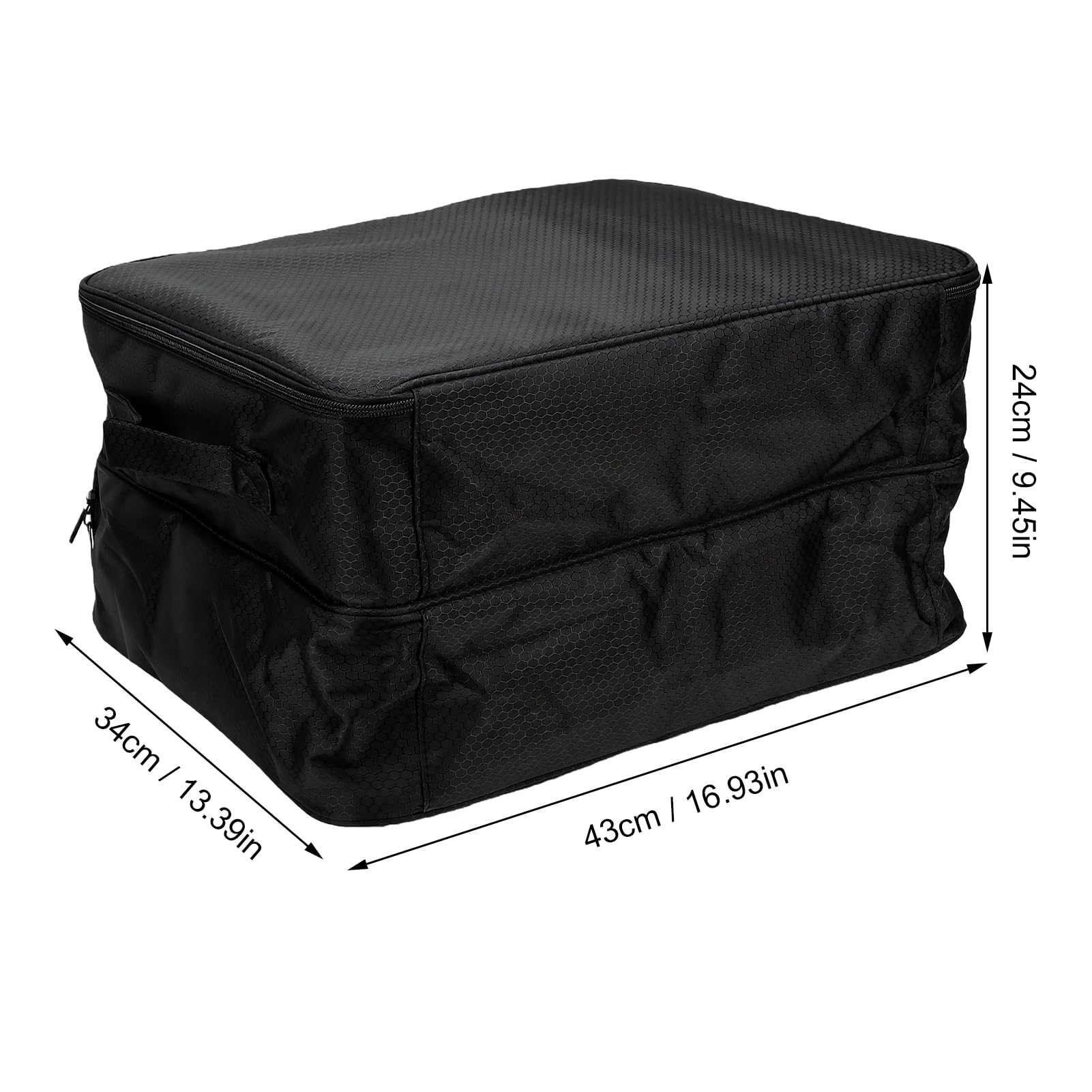 SIXRUN Almacenamiento para Maletero de Coche, Organizador de Tela Oxford 600D con Divisores Extraíbles, Respaldo de PVC, Compartimentos Dobles para Zapatos y Equipo Deportivo, 43 X 34 X 24 Cm para