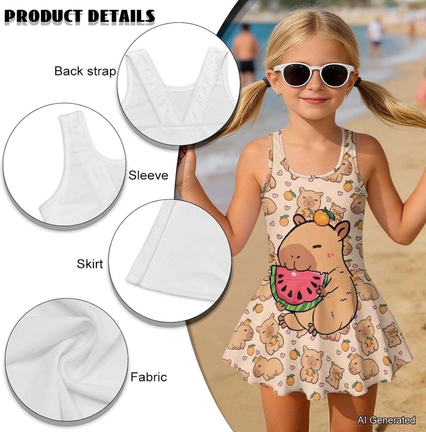 One Piece Swimsuits for Girls Sleeveless Skirt Swimsuit Cross Back Toddler Girl Bathing Suits