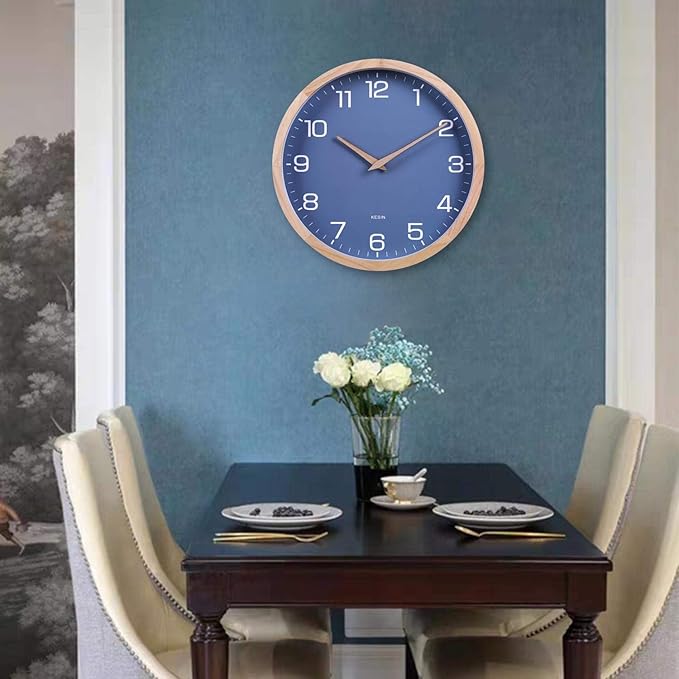 Reloj de Pared 30 cm Silencioso Madera Azul Moderno miniatura 7