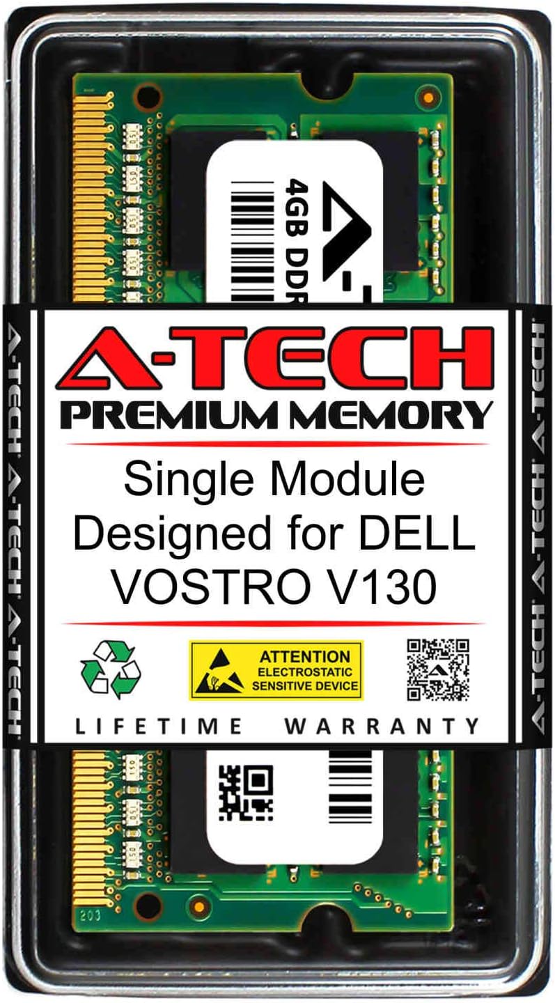 A-Tech 4GB RAM for DELL VOSTRO V130 | DDR3 1066MHz SODIMM PC3-8500 204-Pin Non-ECC Memory Upgrade Module
