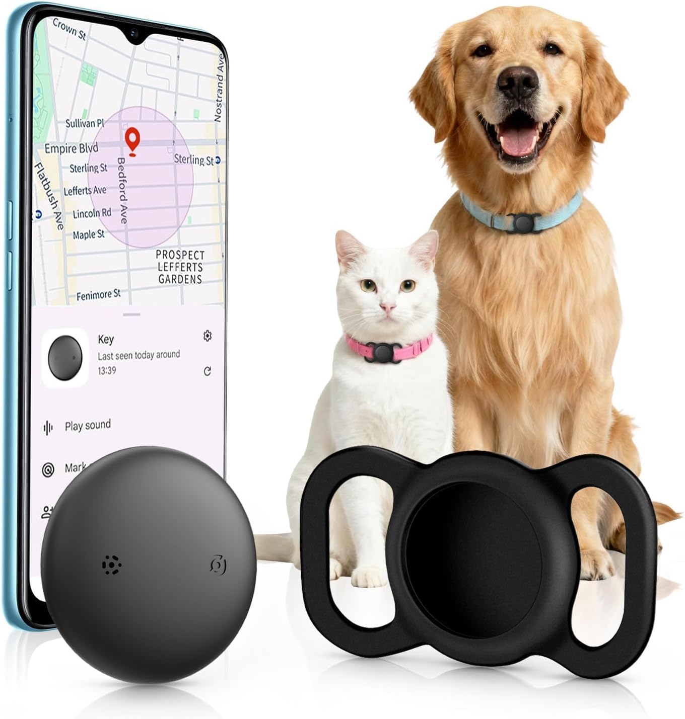 Android Smart GPS Dog Collar, Mini Pet Activity Tracker No Monthly fee | GPS Cat Collar Android Finder Tag, Anti-Lost Locator for Pets, Kids, Vehicles, items 1 Pack