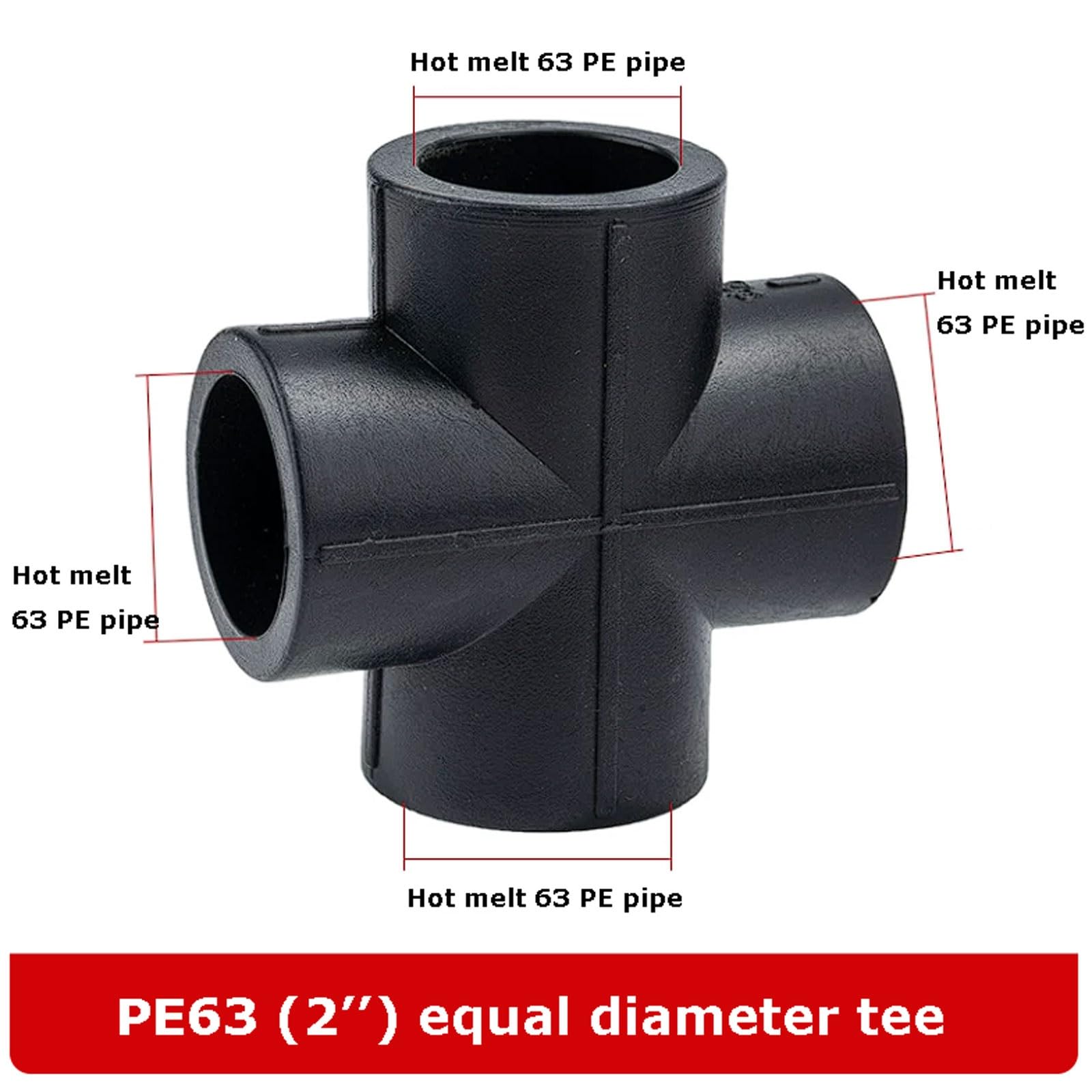Connettore a Quattro Vie in PE for Tubi e raccordi dell'Acqua Connessione con Presa for Fusione di Calore, 4 Pezzi for Confezione(PE 63 (2''))