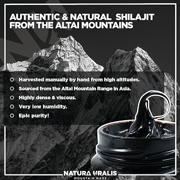 Natura Uralis Altai Shilajit | Organic Shilajit Mineral Resin, Naturally Formed - Highly Potent Black Shilajit from The Altai Mountains