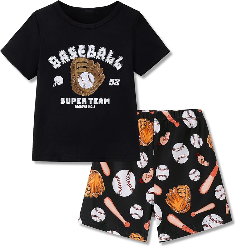 Boys Pajamas Short Sleeve Summer PJs 2 Piece Sleepwear for Kids Size 2-14 Years