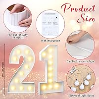 Vista 2 de Retisee Juego de marcos de números de marquesina iluminados de 4 pies con mosaico gigante, decoración de fiesta de números de marquesina blanca