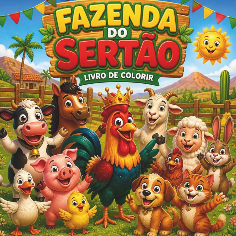 80 Animais da Fazenda para Colorir — Country Caipira Caótico: Livro de Colorir Infantil com 80 Ilustrações de Animais Brasileiros