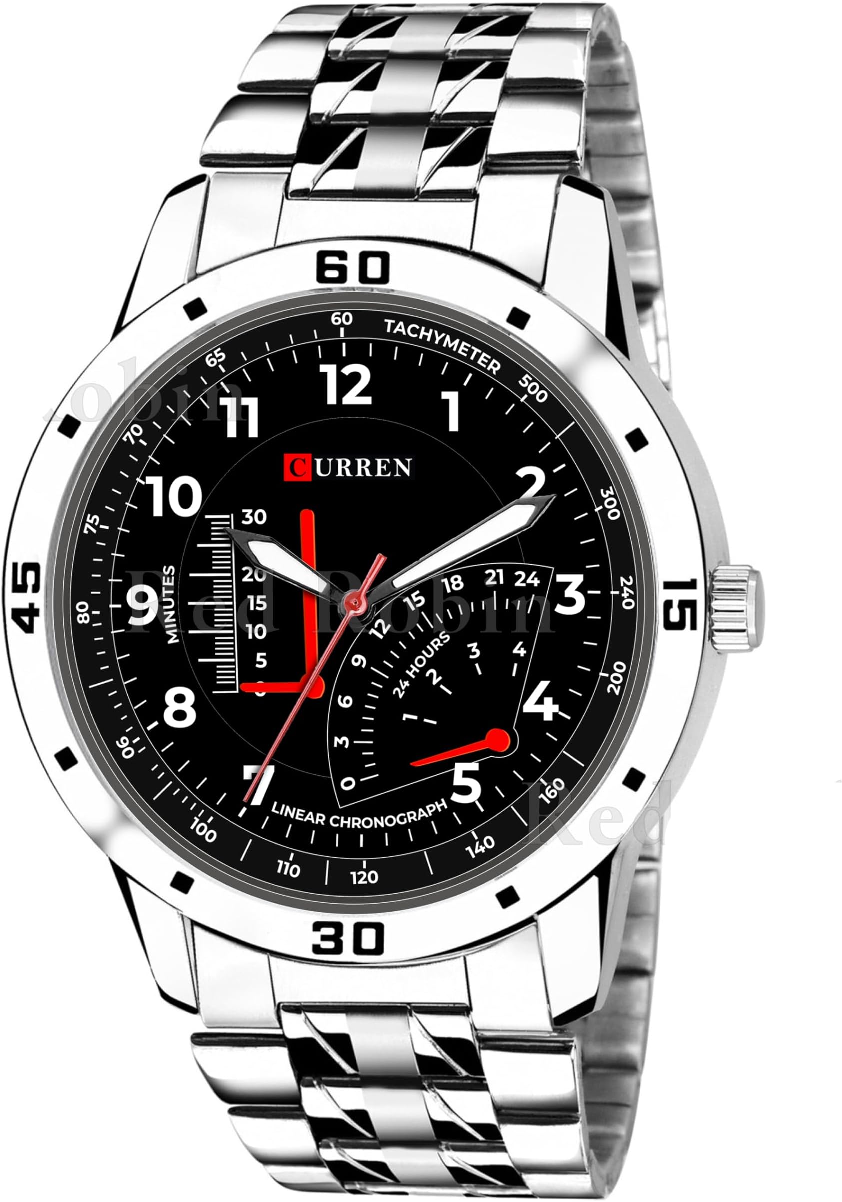 Gadgets World Analog Stylish Stainless Steel Strap Wrist Watch for Men and Boys, Pack of 1 - CRN-AVO-SIL-STL