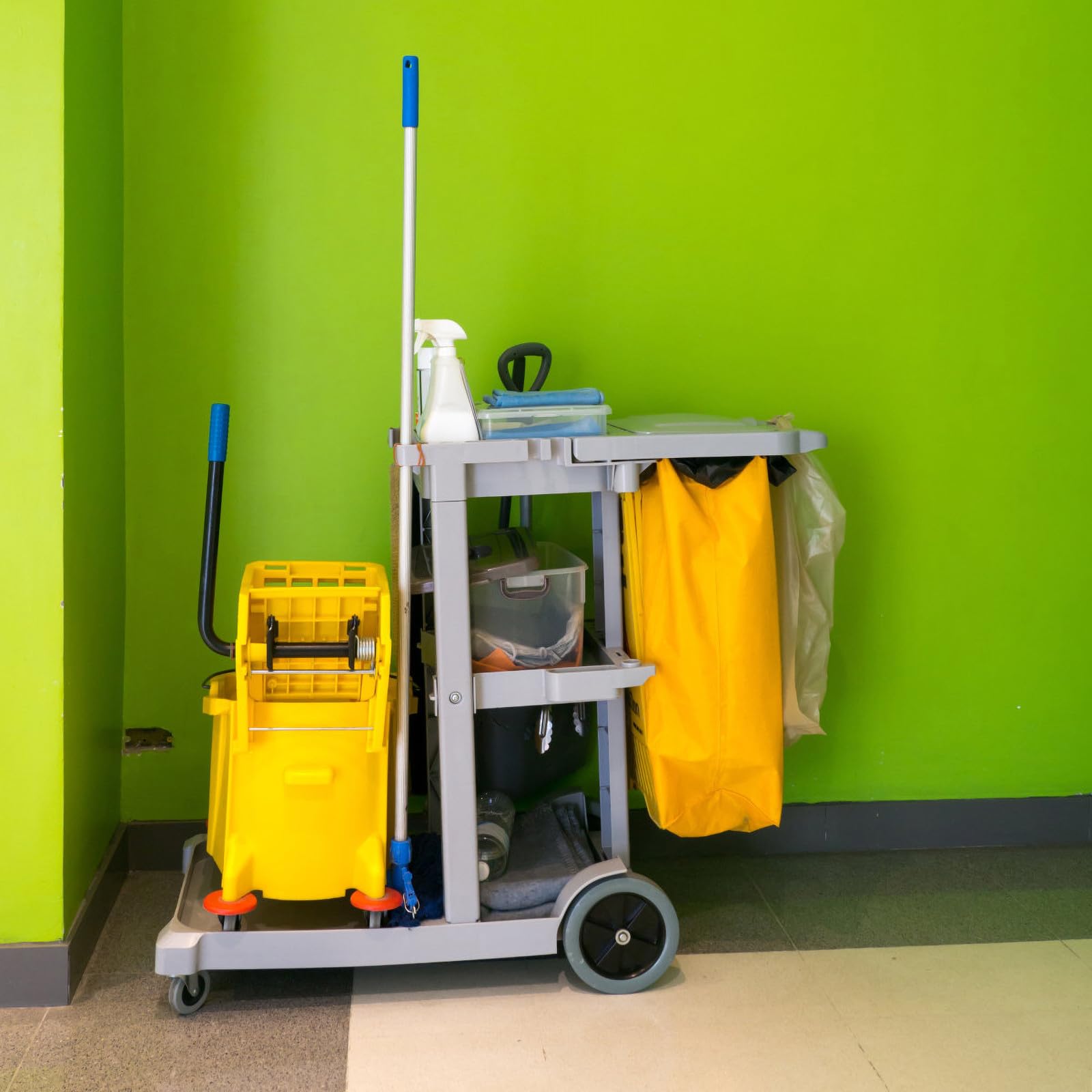 Mehrzweck Reinigungswagentasche aus Canvas mit 6 Metallösen und Hoher Tragfähigkeit Ersatzbeutel für Hotels und Housekeeping in Gelb