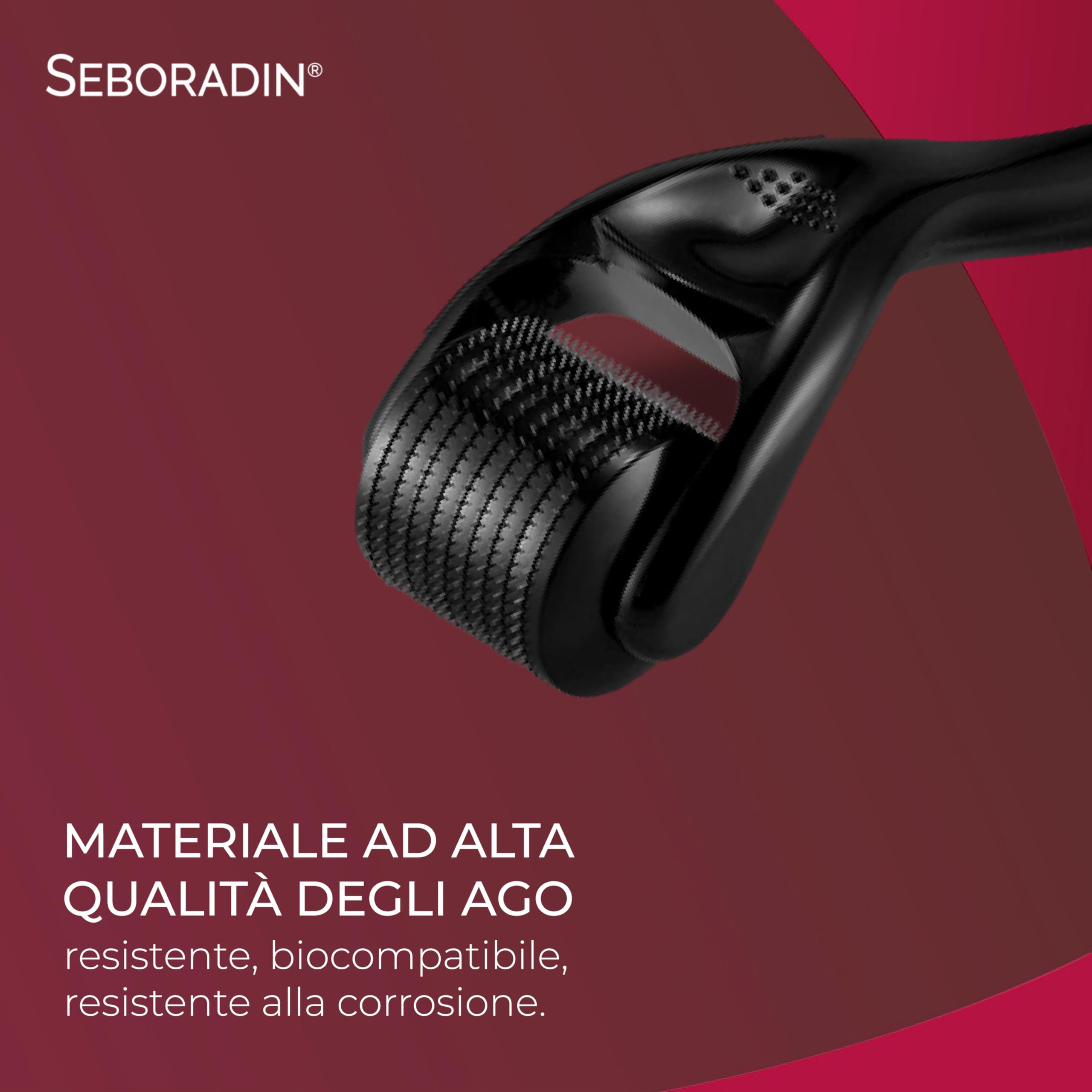 SEBORADIN Derma Roller 0,5 mm - Microneedling - Anti-caduta dei Capelli - Rigenerazione Capillare - Microcircolazione - Per Donne e Uomini