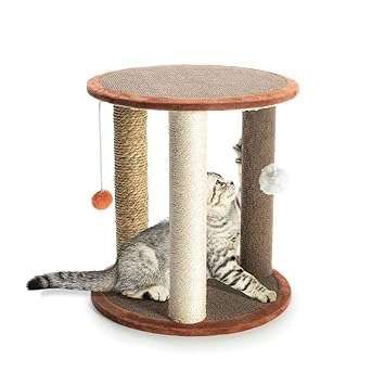Buyoung Cat Scratching Posts for Indoor Cats, 3 Cat Scratcher Pole, Cat Furniture Sisal Rope Scratcher Tree for Indoor Cats