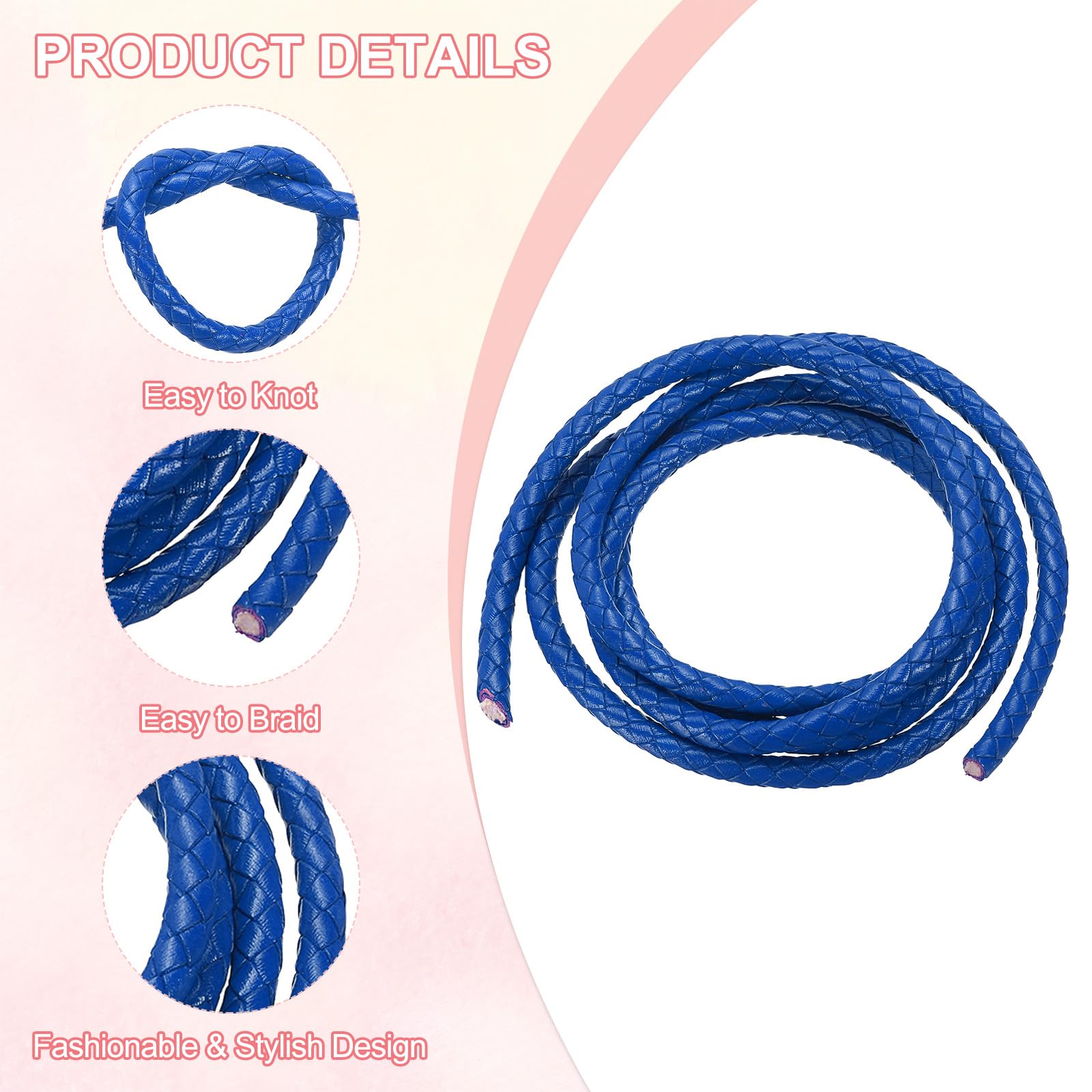 PATIKIL Round Braided Leather Cord - Image 3