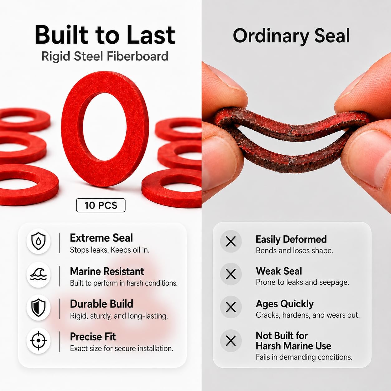 Boat Marine 90430-08020-00 Lower Unit Oil Drain Plug Gasket Seal for Yamaha 2 and 4 Stroke All Outboard Motors Replace 90430-08003-00 Sierra 18-4698 (10)