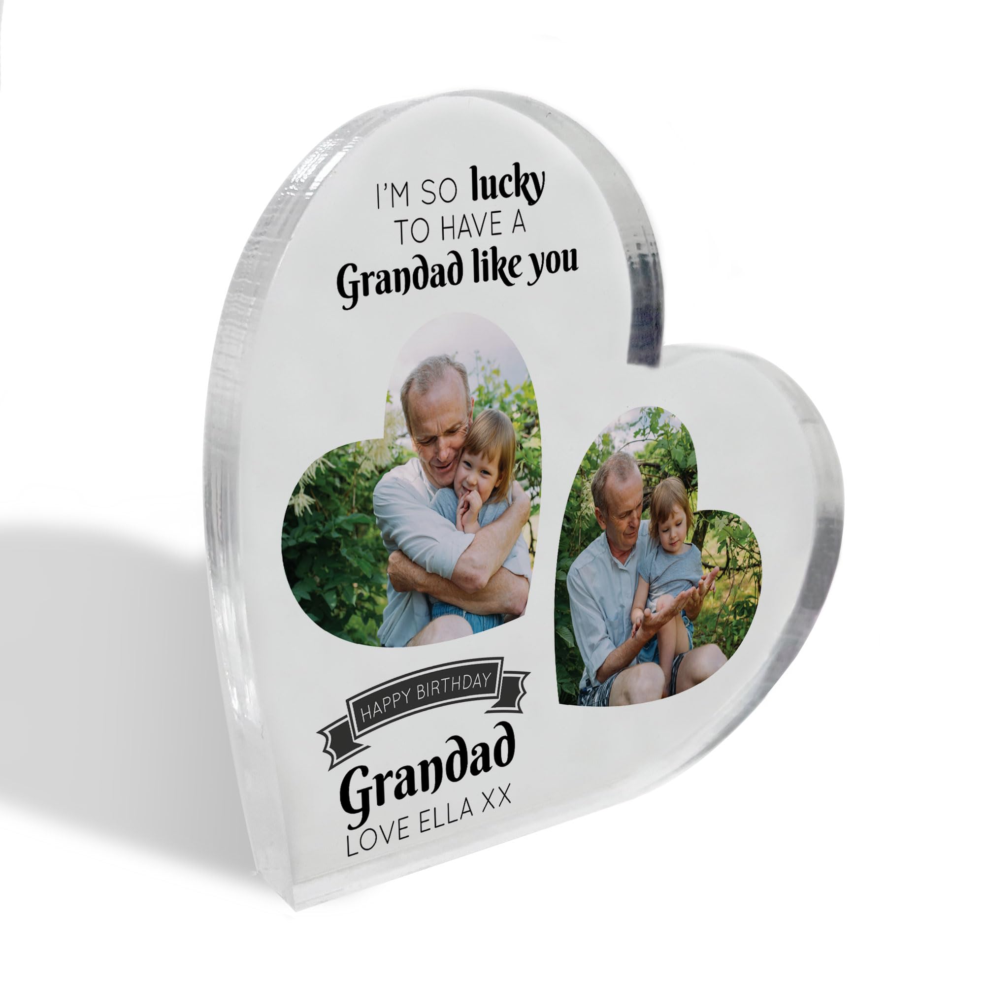 Red Ocean Gifts for GRANDAD Birthday Personalised Acrylic Heart Standing Plaque Grandad Gifts Grandad Birthday Gifts Birthday Grandad Gift From Granddaughter Grandson GRANDAD GIFT Special Keepsake