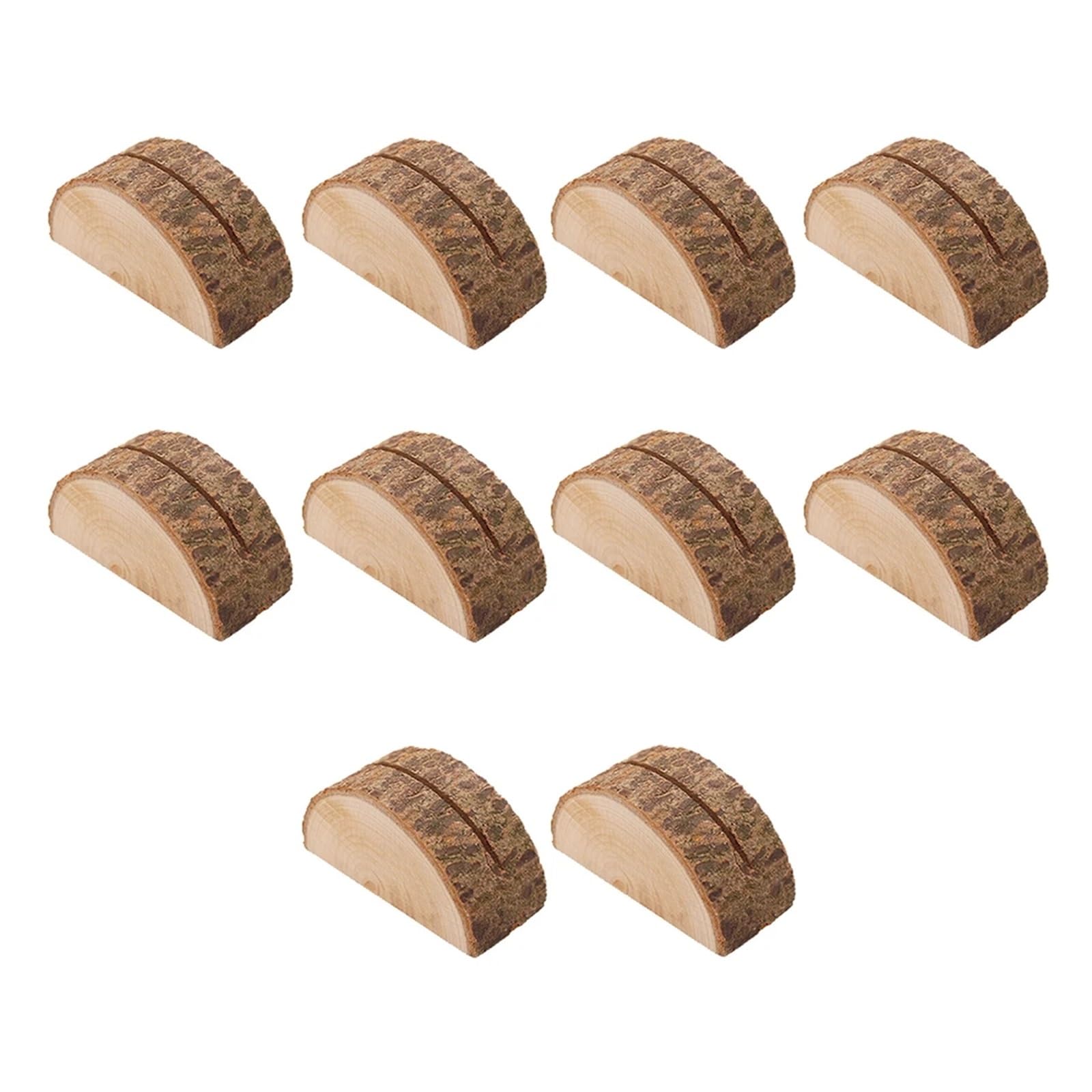 soportes para números de mesa, 10 soportes de madera con forma tocón for tarjetas lugar boda, mesa, menú, fotos y(10pcs E)