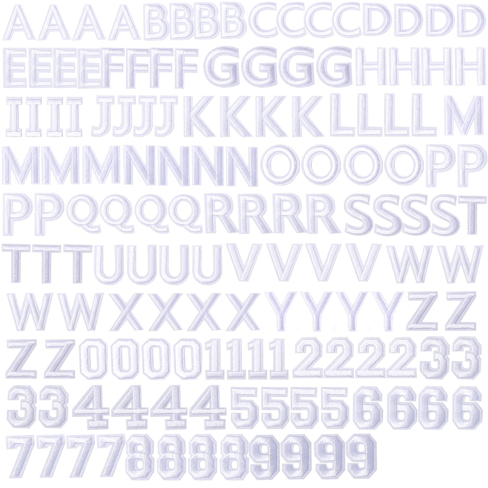 GYGYGYL 144 Pieces Letters and Numbers Patches, White Letter Patches, Alphabet Embroidery Patch A-Z, Numbers 0-9 Appliqué for Clothes, Dress, Hat, Socks, Jeans, DIY Accessories