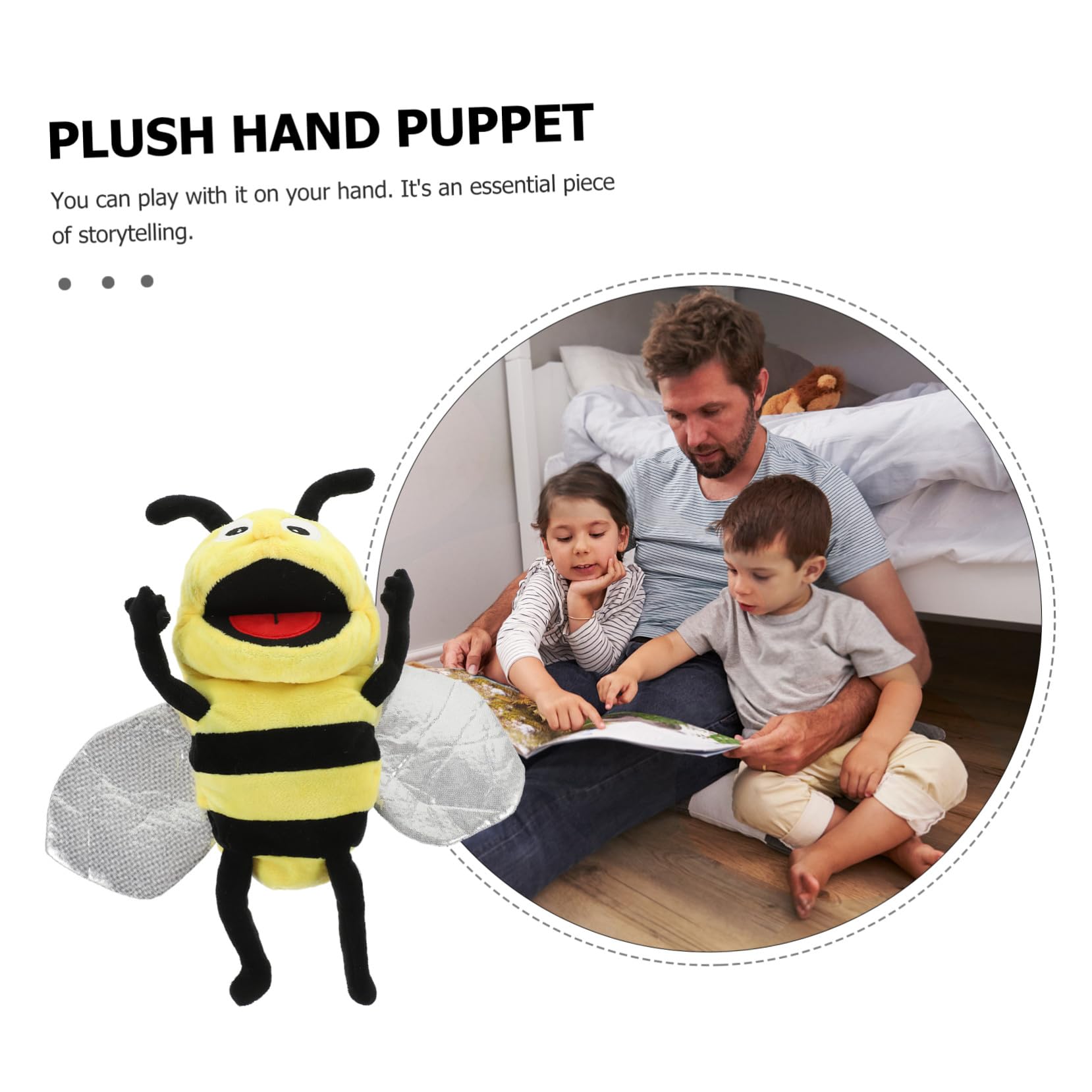 Mikinona Marioneta de Mano Interactiva para Contar Cuentos y Comunicación Emocional de Abeja de Felpa Algodón PP, Juguete Suave en Niños y Adultos