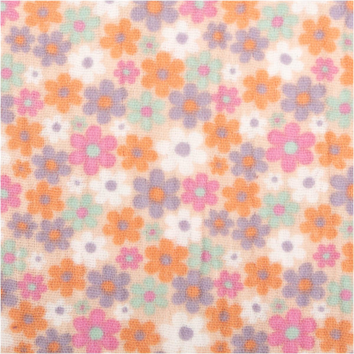 Muslin Cotton Fabric Flowers Pink Colourful 1.50 m Width Sold by the Metre Ideal for Sewing & DIY (150 cm Width)