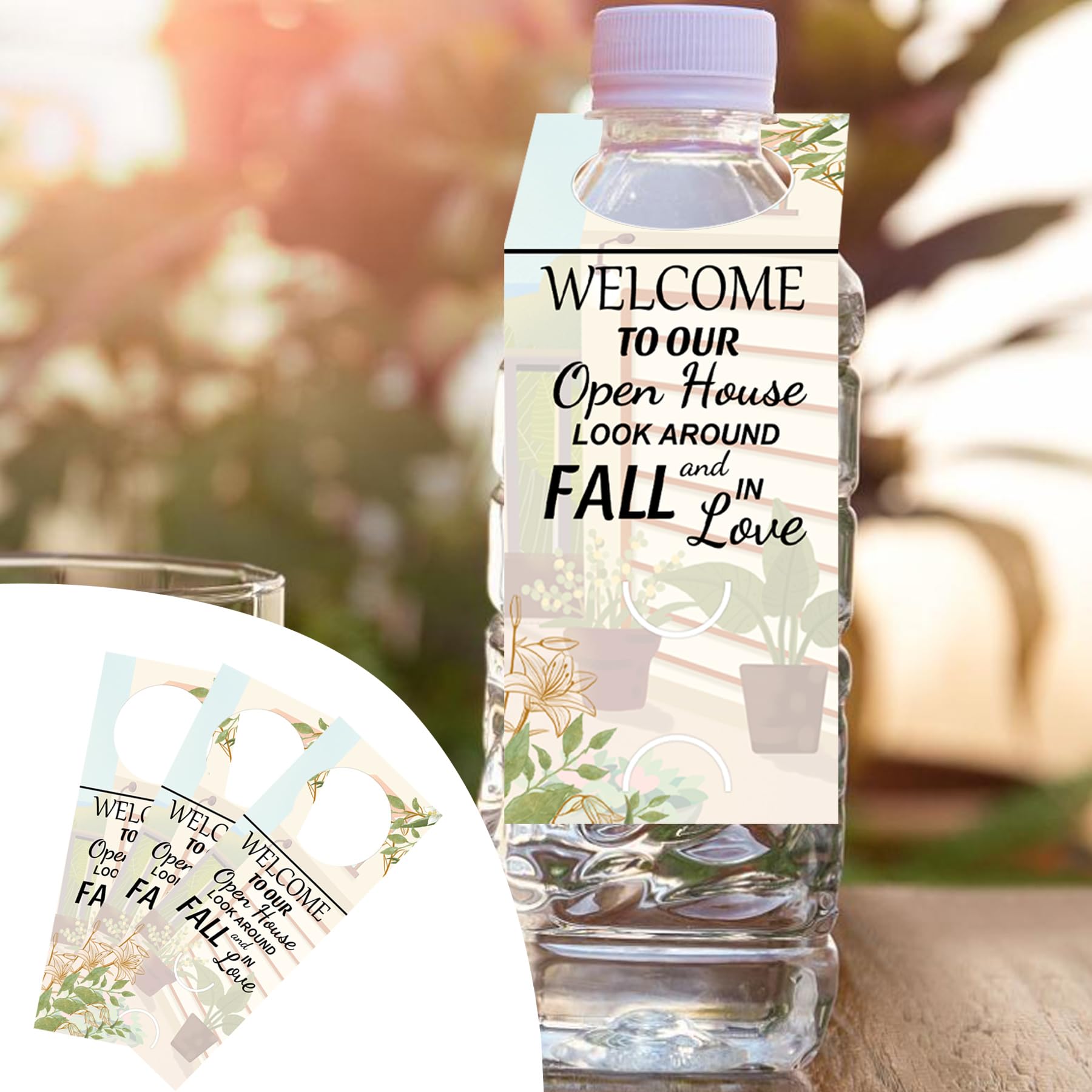 Welcome to Our Open House Bottle Hang Tag 25 Pcs Wine Bottle Gift Hanging Tags 8 x 3 inch Fall in Love Bottle Hang Tag Bottle Open House Supplies for Real Estate Agent Favors Supplies - Image 2
