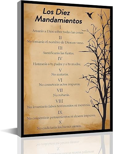 Miniatura 1 de Los 10 Mandamientos En Español Para Pared Versículo de la Biblia Arte de Pared Escritura Bíblica 10 Mandamientos Lienzo Pintura Religiosa Sala de