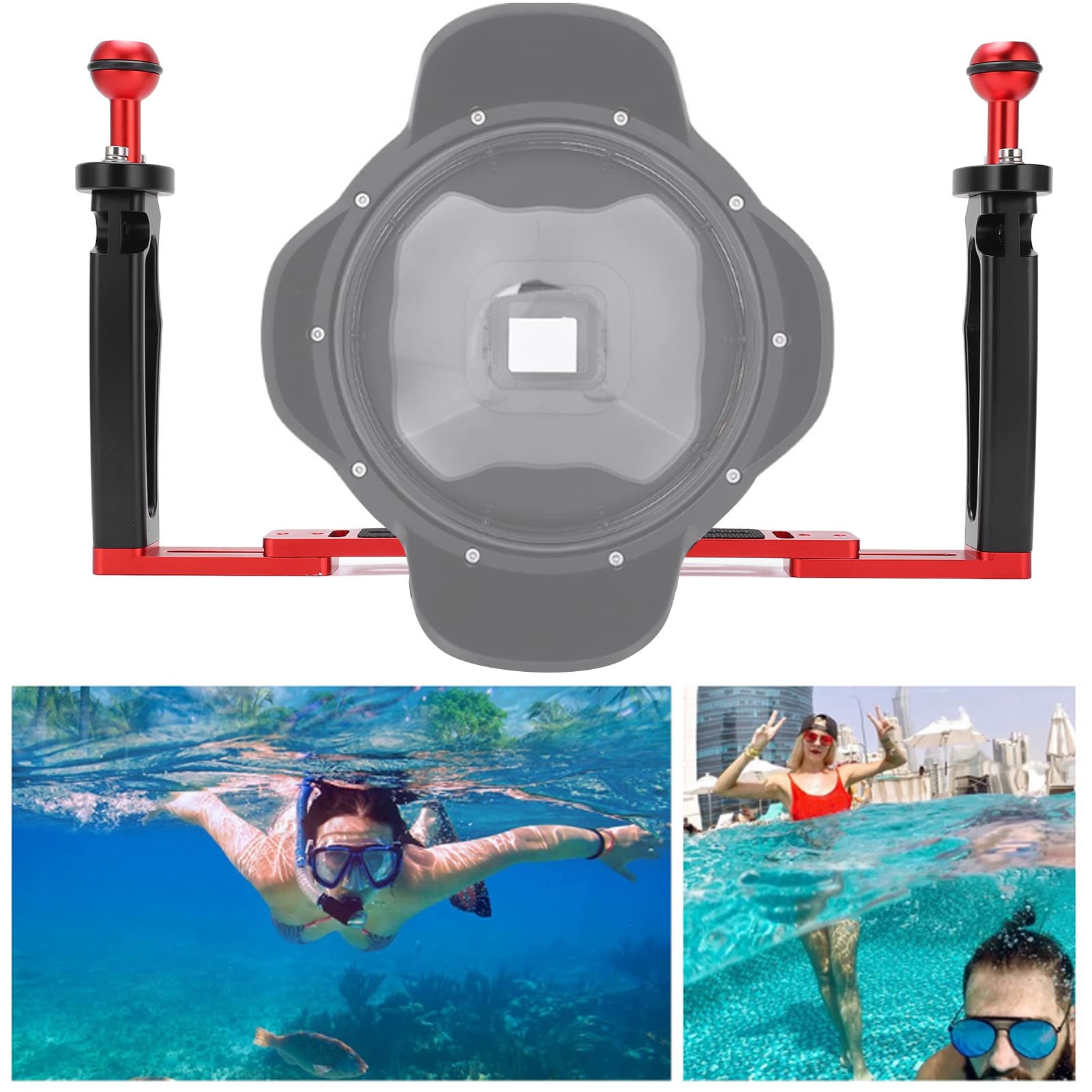Underwater Camera Handle Tray Bracket, Dual Handle Tray Handheld Video Stabilizer Rig Diving Underwater Camera Housing Tray with Shutter Trigger for Underwater Camera Diving Housin