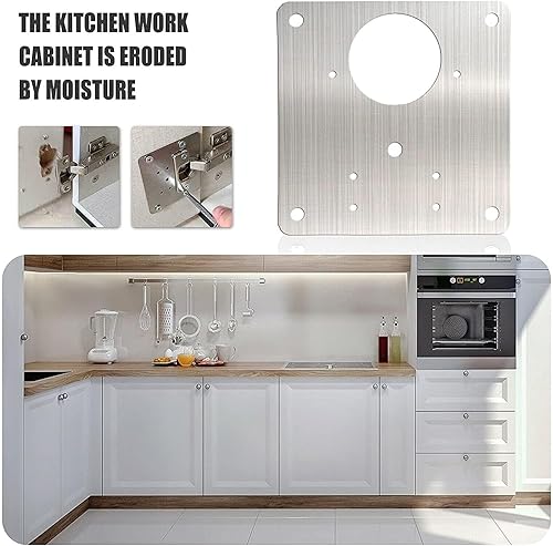 Miniatura 2 de Placa de reparación de bisagras de gabinete, kit de soportes de reparación de bisagras de acero inoxidable, kit de placa de reparación de bisagras