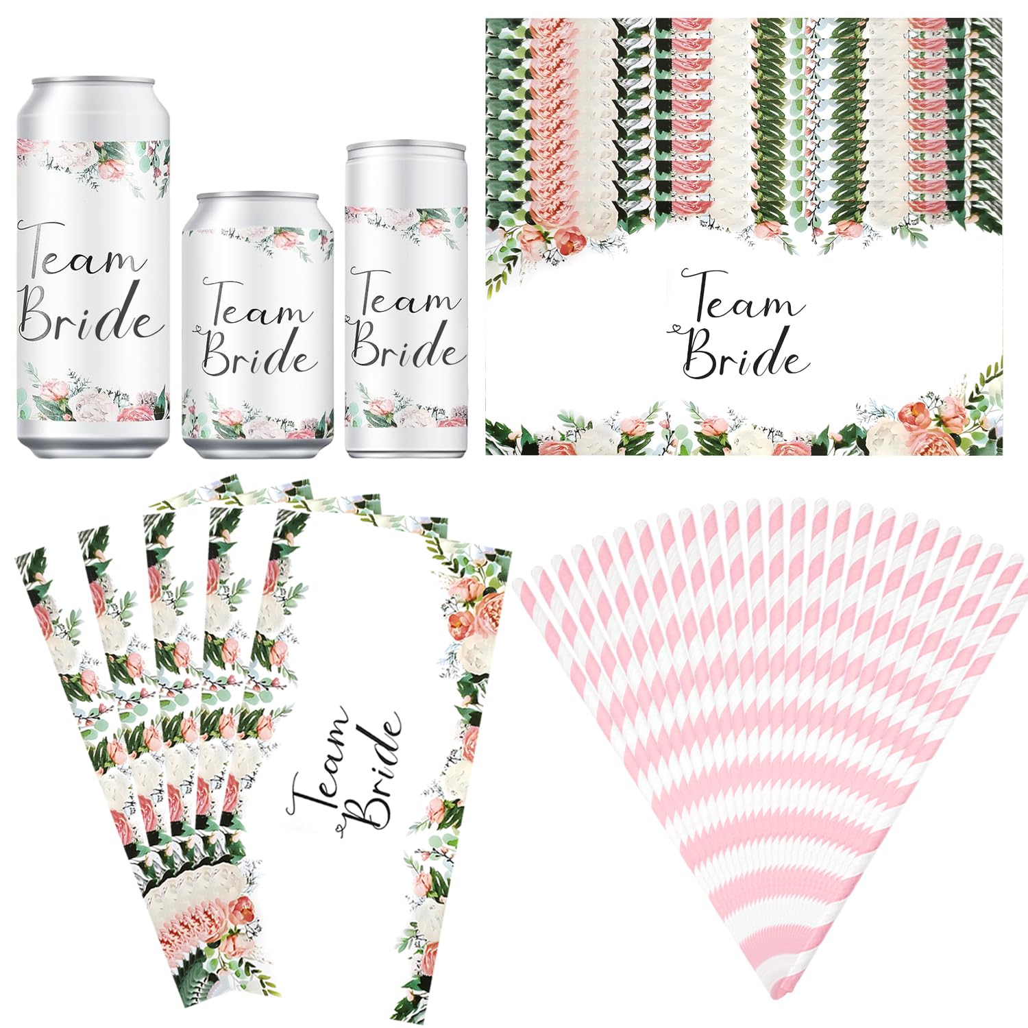 Etiquetas Personalizadas para Botella de Agua 40 Piezas Boda con Pajitas Papel