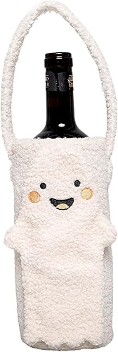 Pearhead Bolsa de regalo de botella de vino sherpa, bolsa de botella de vino fantasma, ideas de fiesta de Halloween, bolsas de vino reutilizables