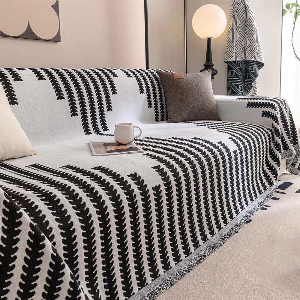 Reversible Chenille Sofa Cover,Chenille Couch Covers for Sofa,Double-Sided Couch Cover Comfy Chenille Sofa Covers,Chenille Reversible Fabric Sofa Chaise Cover (70.7 * 102.4 in,Black)