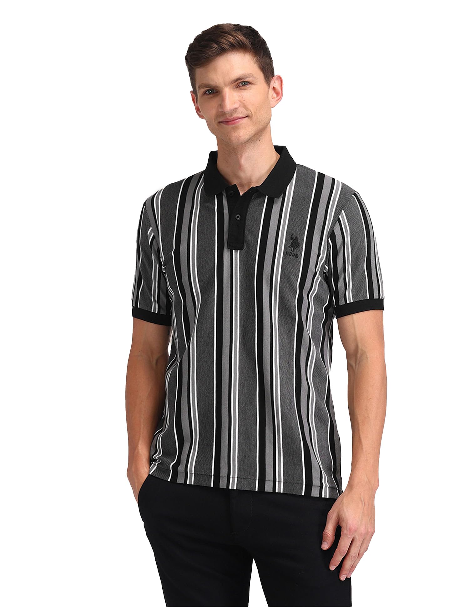 u.s. polo assn. Men Cotton Regular Striped Polo Shirt-picture-54