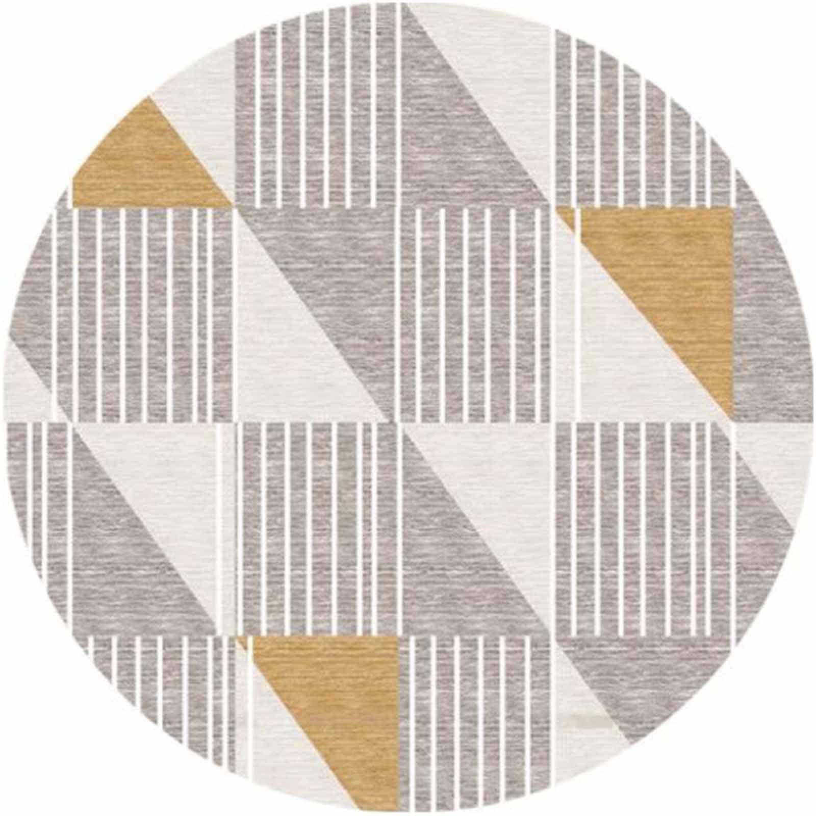 Tapis géométriques lavables moutarde pour simplifier l'entretien du salon