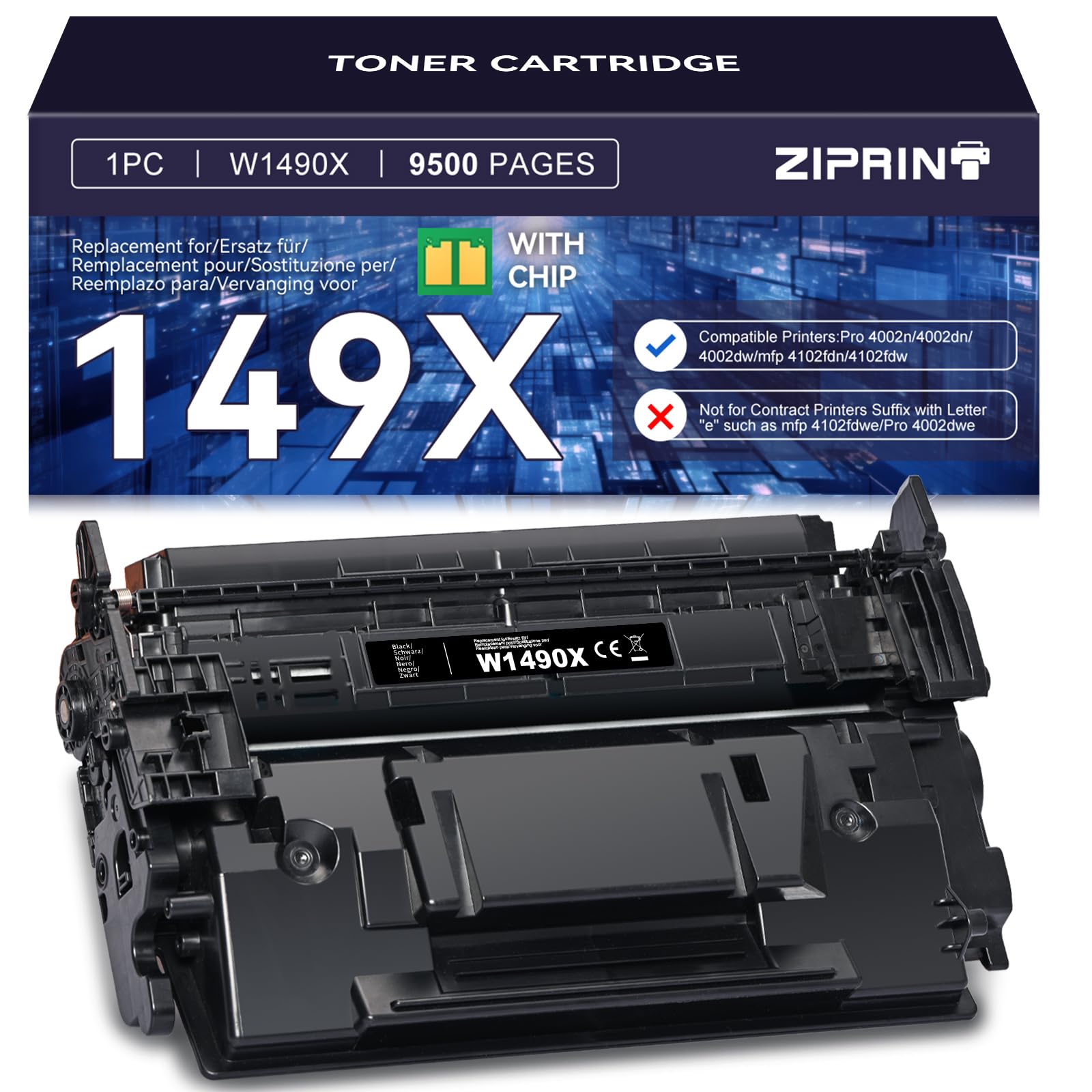 ZIPRINT149x Toner Replacement for HP LaserJet Pro 4002, MFP 4102 (1 Black, High Yield, Eco-friendly, Low Noise, Long Service Life)