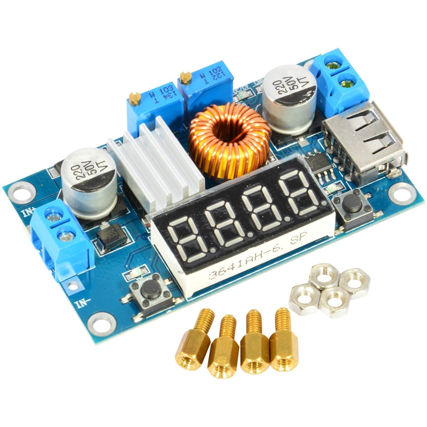 IDUINO XL4015 5A DC-DC Buck Step Down Voltage Constant Current Converter Module Adjustable Power Regulator Board with LED Voltmeter & USB Output-image-48
