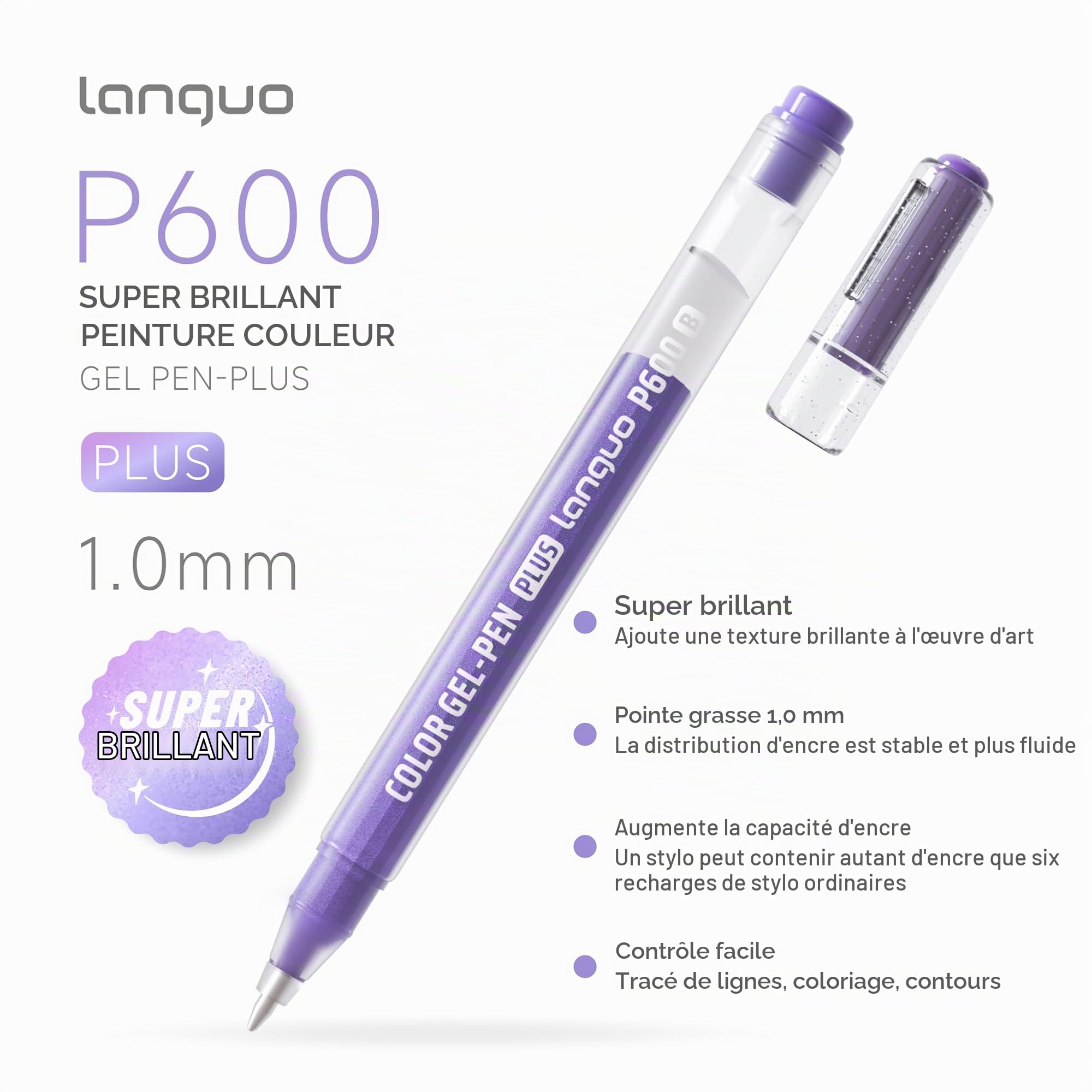 languo Stylos Gel Pailletés pour Coloriage, Set de 54 Couleurs à Effet Scintillant Spécial, Stylos Gel Multi-Paillettes pour Dessin, Doodling, Journal Créatif et Loisirs Créatifs