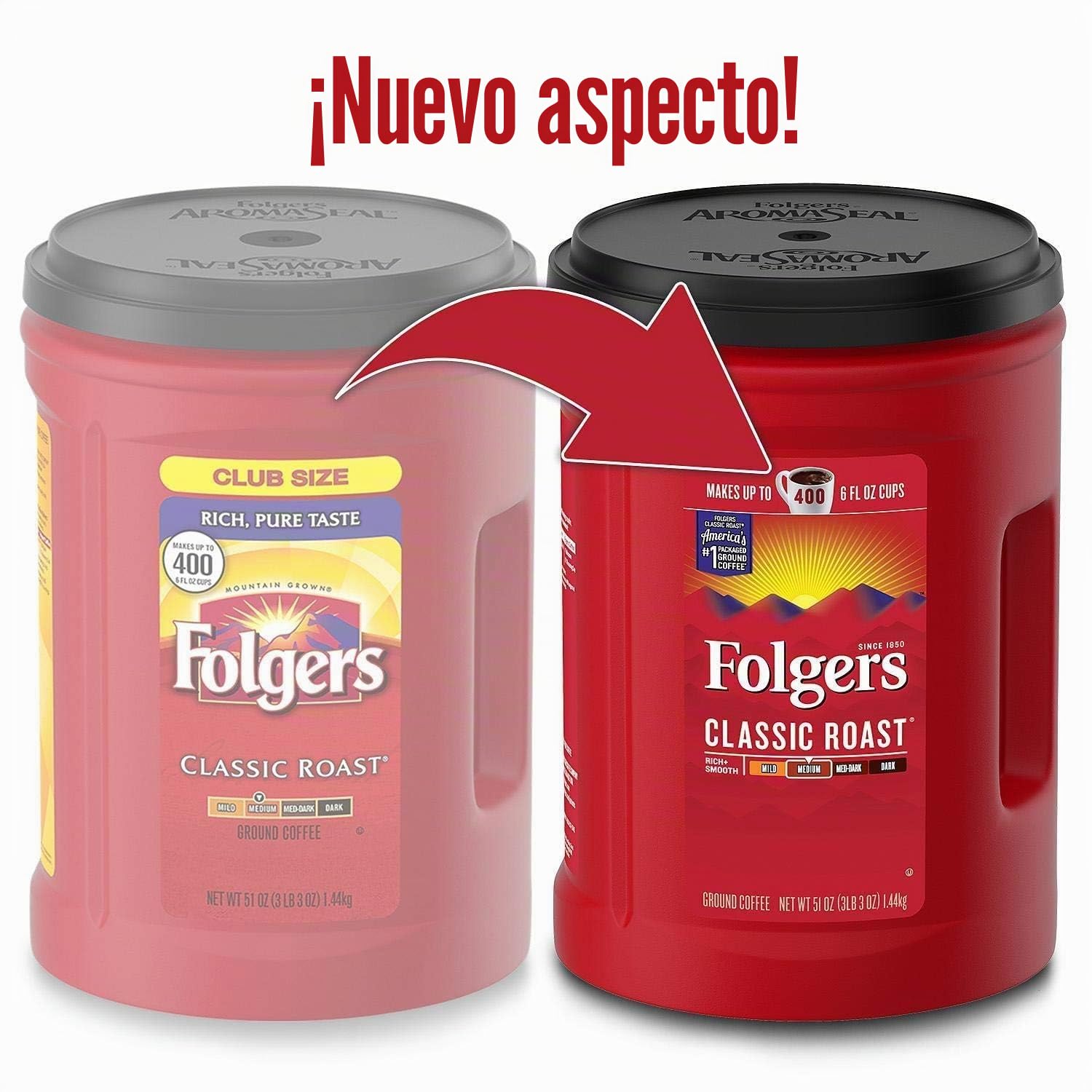 Folgers Classic Roast Medium Ground Coffee 1.44kg Tub Makes up to 400 6 fl oz Cups - Pack of 1